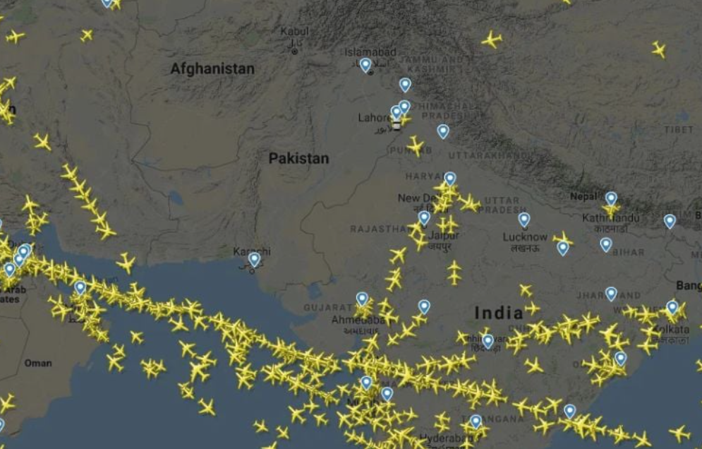 ▲▼印度開轟！巴基斯坦宣布「關閉領空48小時」。（圖／FlightRadar24）