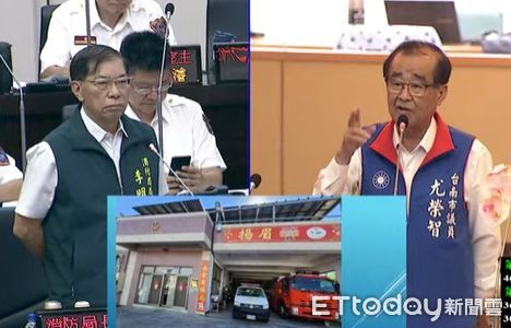 ▲台南市議會國民黨團7日在議會質詢時質疑，醫院設有戰傷專責病床，民眾憂心台灣是否準備進入戰爭狀態。（記者林東良翻攝，下同）