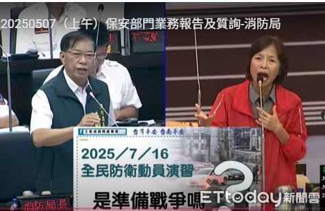 ▲台南市議會國民黨團7日在議會質詢時質疑，醫院設有戰傷專責病床，民眾憂心台灣是否準備進入戰爭狀態。（記者林東良翻攝，下同）