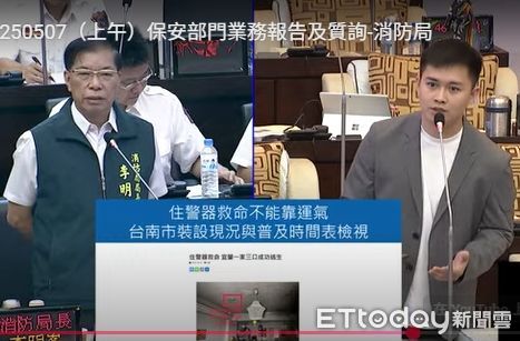 ▲台南市議會國民黨團7日在議會質詢時質疑，醫院設有戰傷專責病床，民眾憂心台灣是否準備進入戰爭狀態。（記者林東良翻攝，下同）