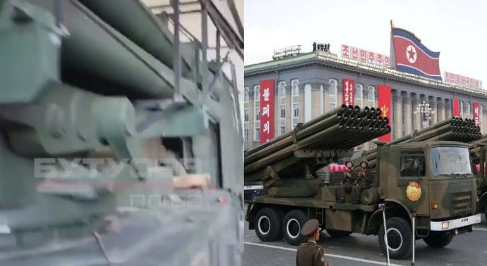 ▲▼北韓製240mm火箭砲被運用在俄烏戰場的畫面首度被公開。（圖／翻攝自Telegram@Тиск）