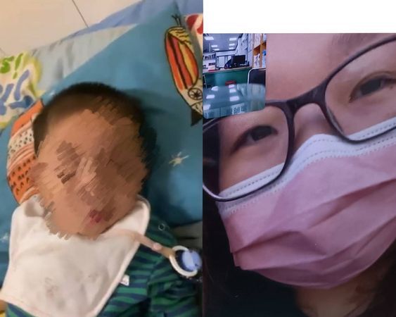 ▲白沙屯媽祖曾托夢救腦麻兒，媽媽揹兒子淚泣跪謝。（圖／翻攝自白沙屯拱天宮）