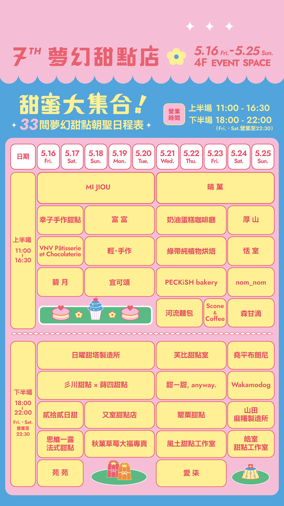 ▲2025夢幻甜點店出攤表。（圖／誠品生活南西提供）