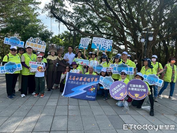 ▲▼花蓮縣政府結合民間團體及環境巡守隊，號召逾450人共同守護美崙溪河海交界的生態廊道。（圖／花蓮縣政府提供，下同）
