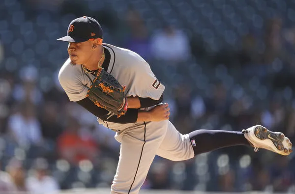 ▲老虎先發蒙特羅（Keider Montero）晚場比賽主投8局僅失1分，助隊橫掃落磯。（圖／達志影像／美聯社）