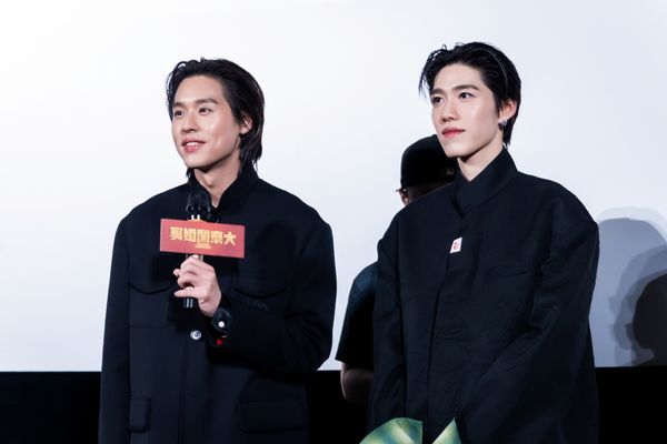 ▲《冥婚鬧泰大》主創Billkin(左起)與PP Krit、監製班莊、導演查揚諾和影迷見面。（圖／金盞花大影業提供）