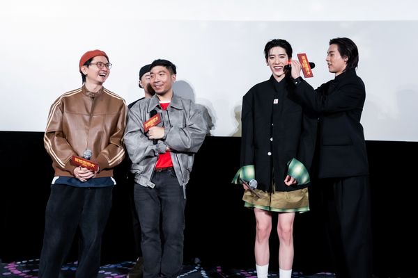 ▲《冥婚鬧泰大》主創Billkin(左起)與PP Krit、監製班莊、導演查揚諾和影迷見面。（圖／金盞花大影業提供）
