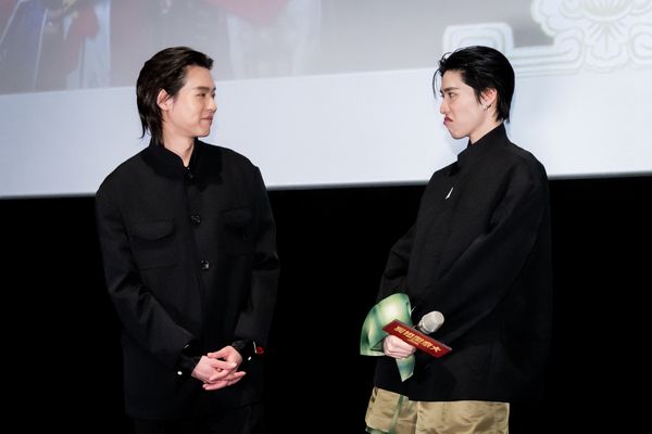 ▲《冥婚鬧泰大》主創Billkin(左起)與PP Krit、監製班莊、導演查揚諾和影迷見面。（圖／金盞花大影業提供）