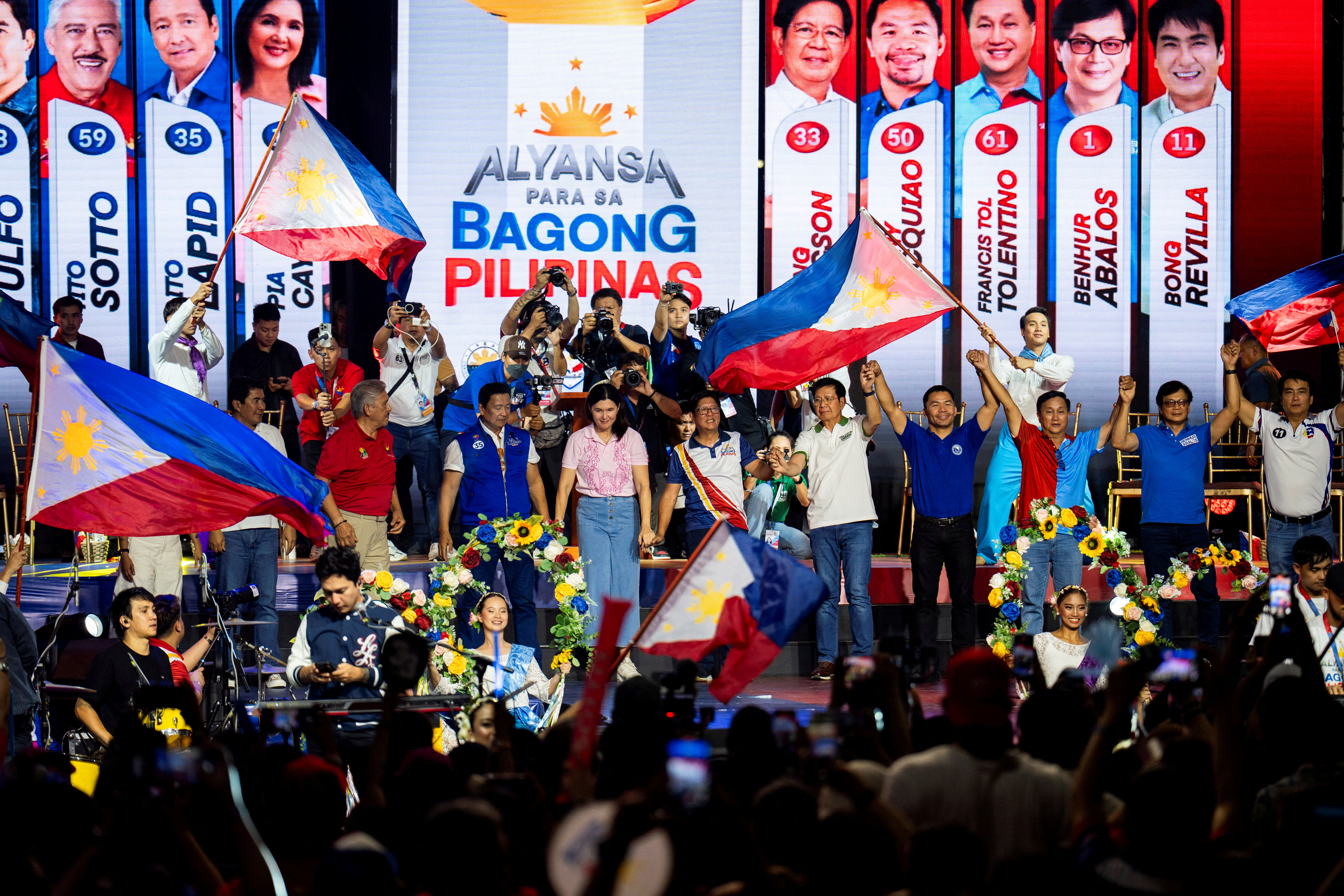 ▲▼菲律賓總統小馬可仕9日在馬尼拉出席選前集會。（圖／路透）