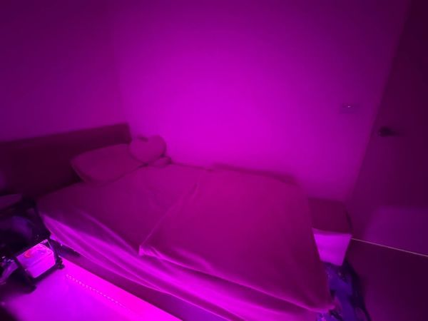 ▲房間開了氣氛燈後，讓不少老司機倍感親切。（圖／爆廢公社公開版）
