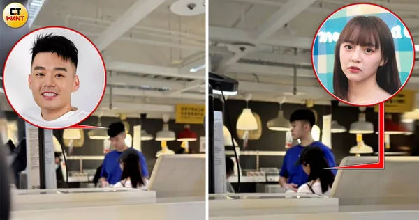 王齊麟與陳詩媛被捕捉到一同去逛知名家具家飾連鎖賣場，兩人36公分的身高差很吸睛。（圖／讀者提供）