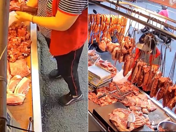 ▲▼大媽偷20元排骨，手法超老練。（圖／翻攝自爆料公社）