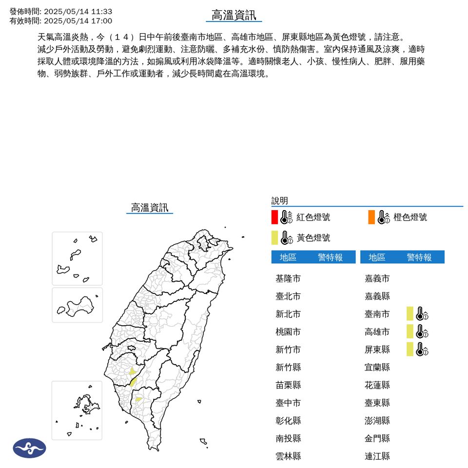 ▲高溫警示
