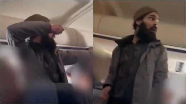 ▲▼男乘客嗆「殺光所有人」湯匙攻擊空服員　下秒反被圍攻壓制。（圖／翻攝X）