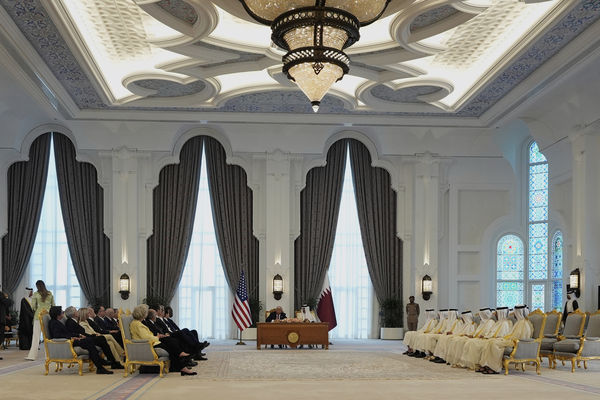 ▲▼美國總統川普中東第二站14日來到卡達。（圖／達志影像／美聯社）