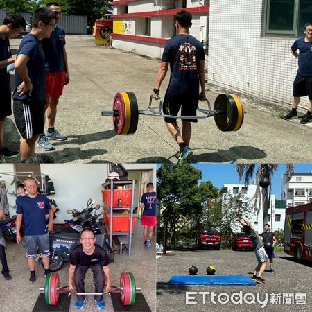 ▲台南市消防局第四大隊於新化分隊進行上半年常訓，147人挑戰新式七項體能測驗。（記者林東良翻攝，下同）