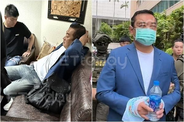▲▼吳明達遭30名特勤包圍，上銬帶回（合成圖／民眾提供、記者邱中岳攝）
