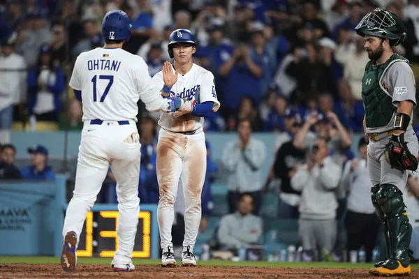 ▲金慧成上壘後，大谷翔平總是能將他送回本壘。（圖／達志影像／美聯社）