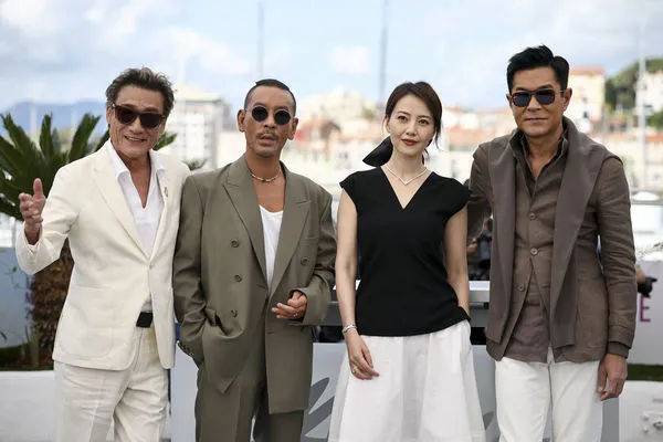 ▲《風林火山》在殺青7年終於要問世，導演麥浚龍帶著古天樂、高圓圓和梁家輝現身坎城影展紅毯。（圖／路透）