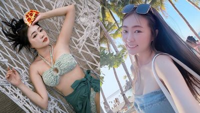 丫頭出國「解放挖空泳裝」　一躺下上圍形狀全看光