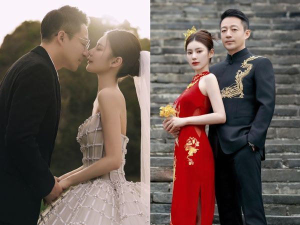 ▲汪小菲與現任妻子馬筱梅婚紗照曝光。（圖／翻攝自微博）