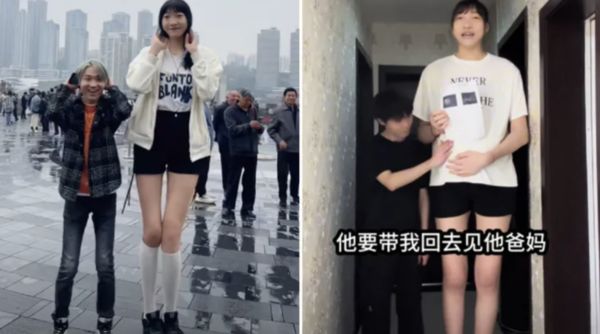 ▲▼220女與168男相愛！自稱「懷孕4個月」被質疑。（圖／翻攝微博）