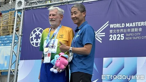 ▲▼昆凌90歲爺爺羅倫斯世壯運摘金。（圖／記者楊舒帆攝）