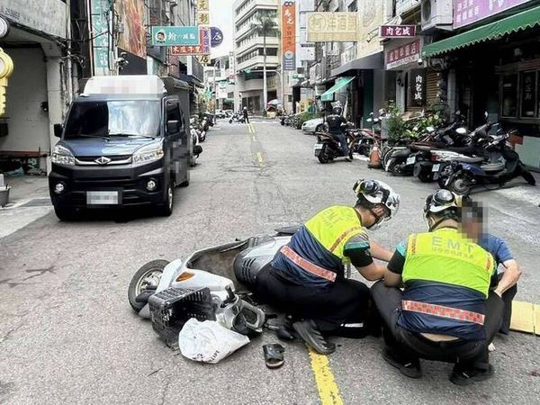▲小貨車突開車門，阿北騎士閃避不及遭撞噴飛。（圖／警方提供）