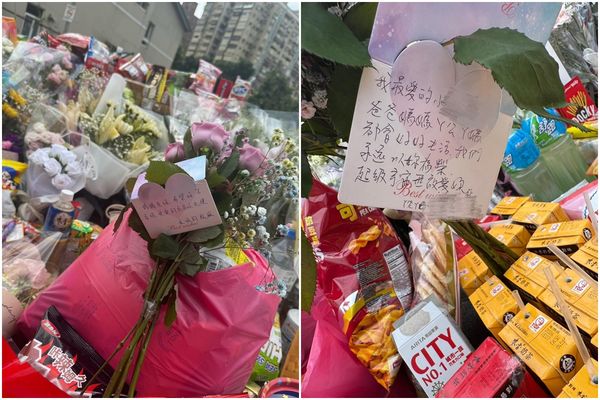 ▲署名「阿爸、阿母」的悼念卡片，內容令人鼻酸。（圖／翻攝自江怡臻臉書）