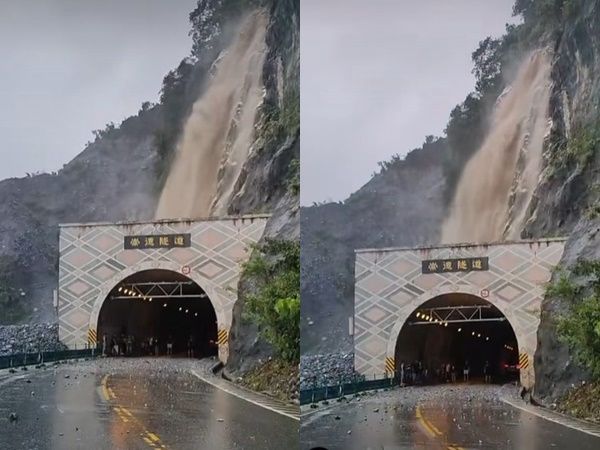 ▲▼花蓮豪雨「土石流轟炸道路」恐怖畫面曝光　民眾躲隧道內尖叫。（圖／翻攝記者爆料網）