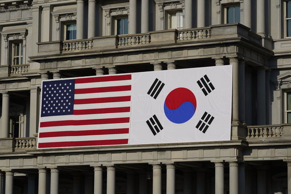 ▲▼ 美韓國旗,美國國旗,南韓國旗。（圖／達志影像／美聯社）