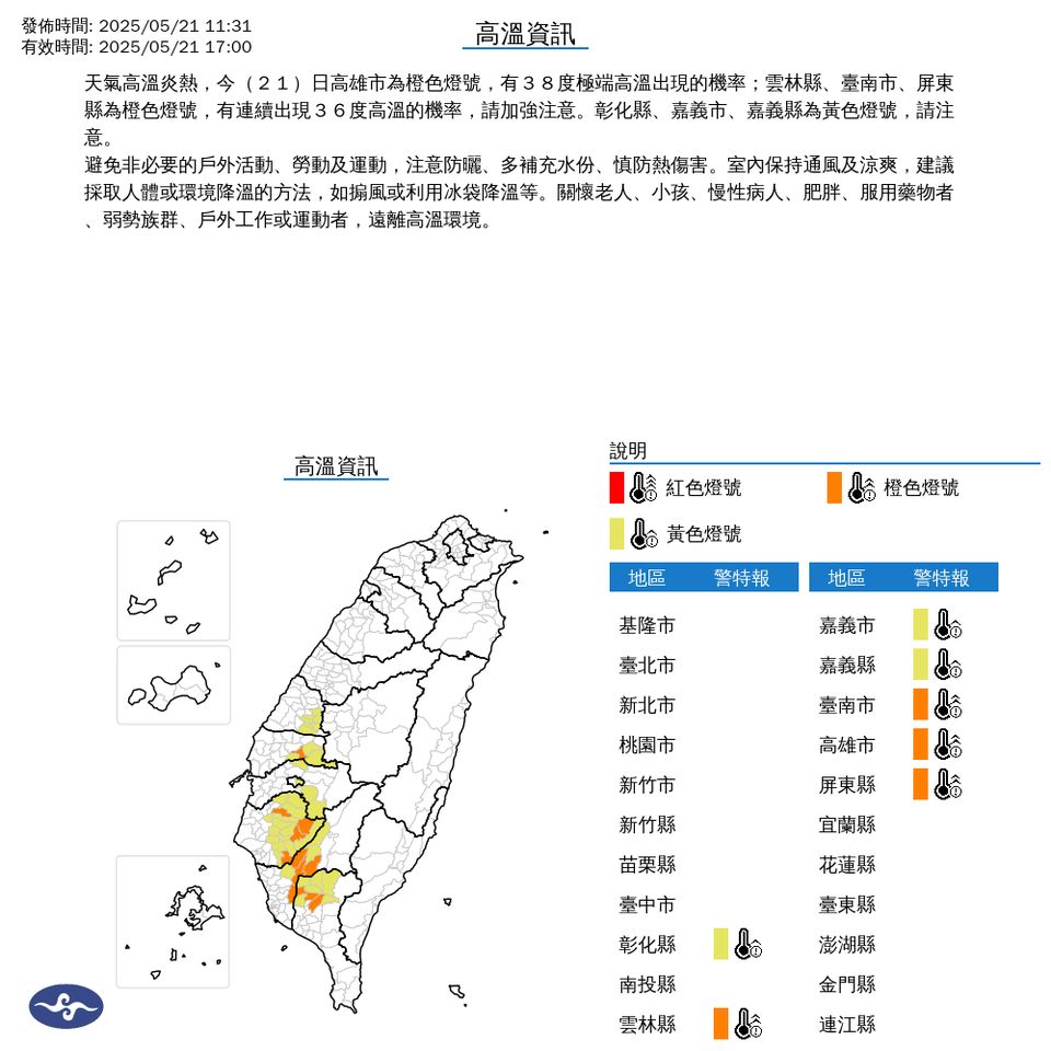 ▲高溫警示