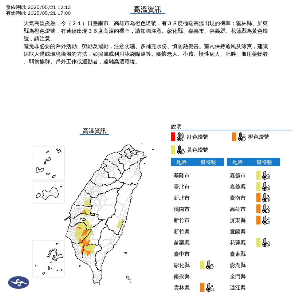 ▲高溫警示