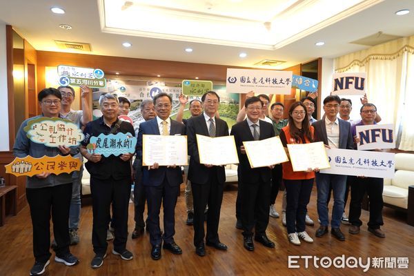 ▲國立虎尾科技大學校長張信良與水利署第五河川分署分署長吳明華簽署「合作推動北港溪虎尾堤段永續水域環境」合作意向書。（圖／記者游瓊華翻攝）