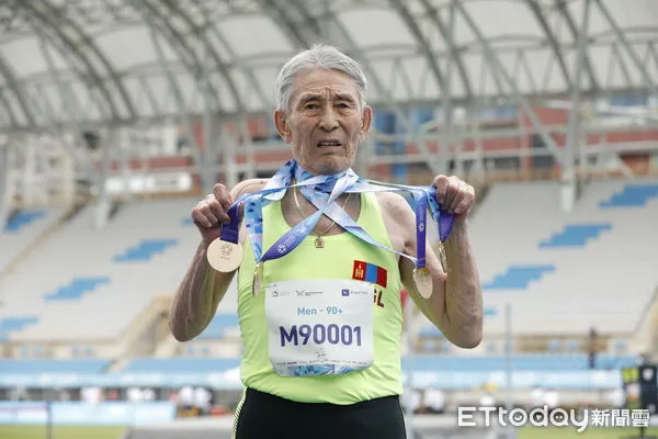 ▲▼來自蒙古的91歲參賽者Radnaa Tseren在今日的800公尺賽中再度摘金，在世壯運中狂掃五面金牌，此役也是他最後一次參加世壯運。（圖／記者湯興漢攝）