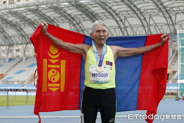 ▲▼來自蒙古的91歲參賽者Radnaa Tseren在今日的800公尺賽中再度摘金，在世壯運中狂掃五面金牌，此役也是他最後一次參加世壯運。（圖／記者湯興漢攝）
