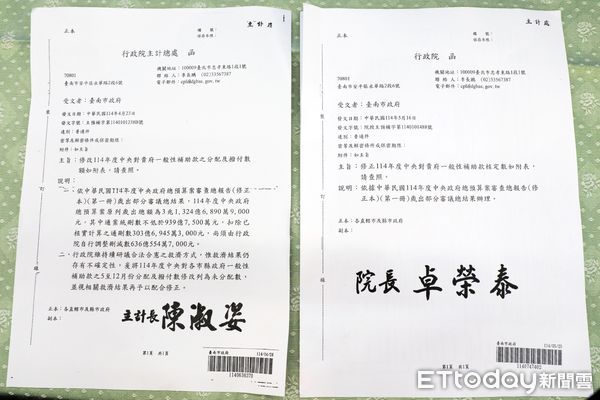 ▲台南市長黃偉哲怒批立法院大砍預算，導致市府補助款短收超過75億元。（記者林東良翻攝，下同）