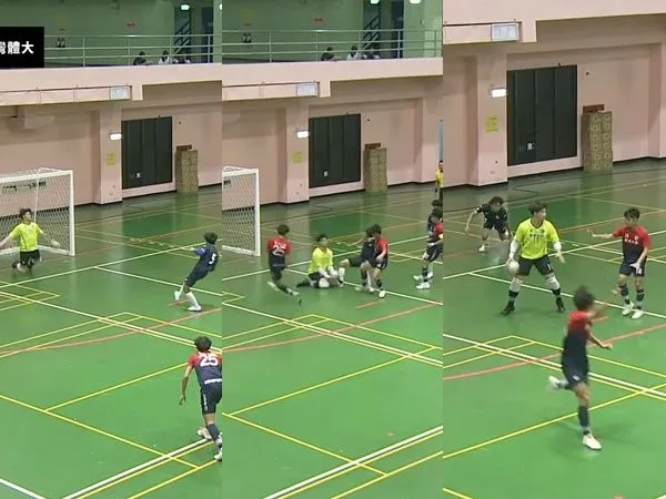 ▲▼屏大守門員「神猛守罰球」剛要慶祝　被對手奪球射門吞敗。（圖／翻攝SSUtv Sports）