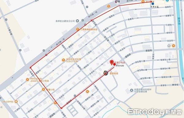 ▲▼楊男所駕駛肇事車輛及將行人卡在車底拖行行車路線。（圖／大園警分局提供）