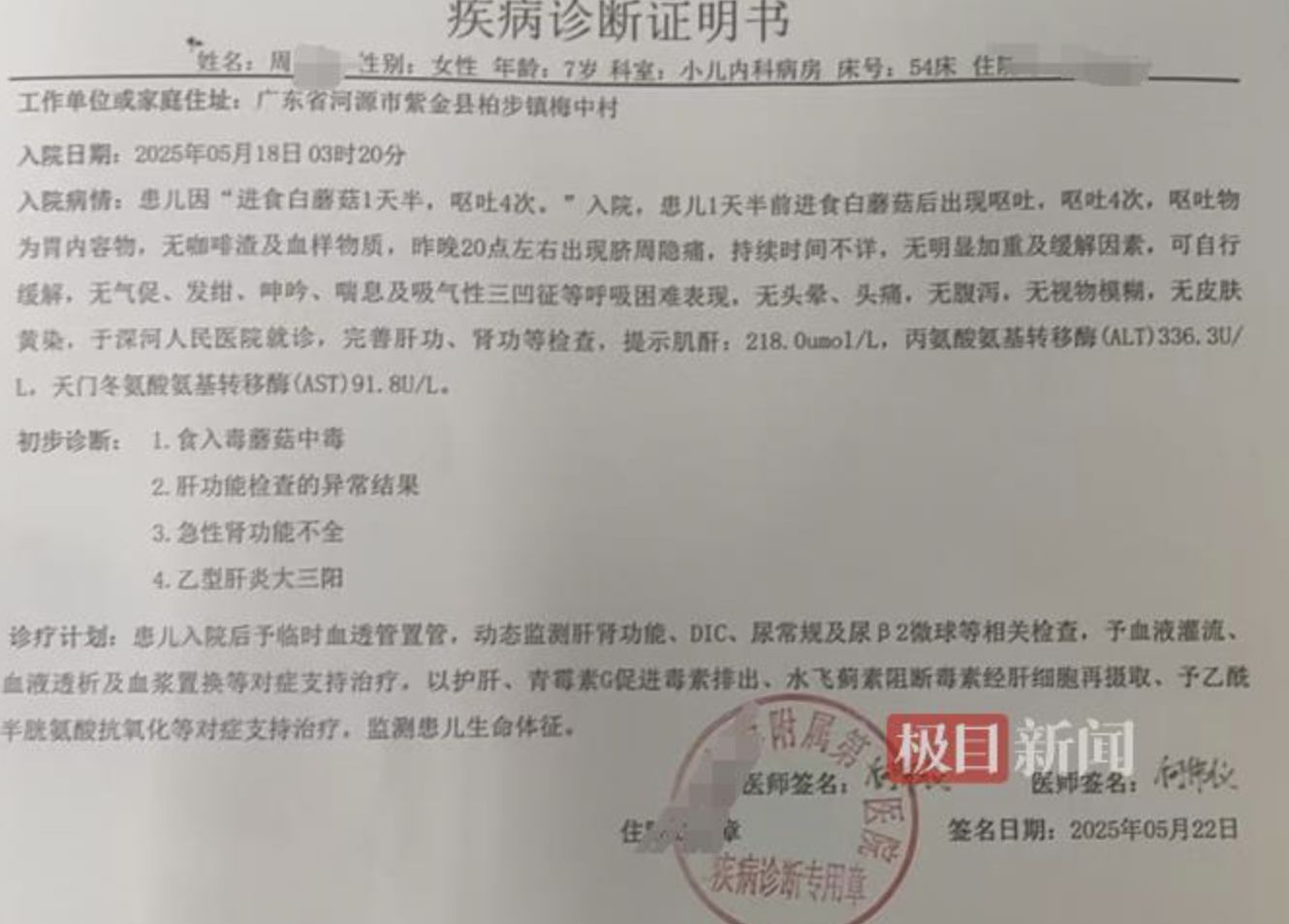 ▲陸一家四口採摘野生菇類，出現肝腎衰竭嚴重症狀。（圖／翻攝極目新聞）