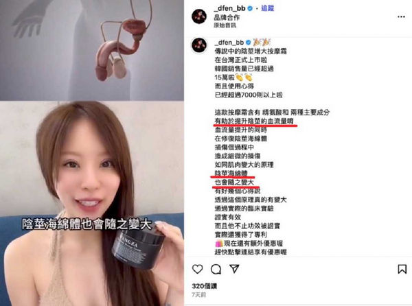 業配眉角多1／孫生女友推薦超神按摩霜　標榜「男性私密處增大」恐觸法
