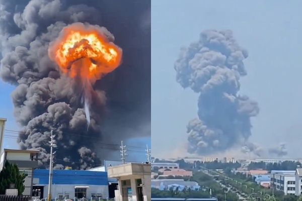 ▲▼山東化工廠大爆炸。（圖／翻攝微博）
