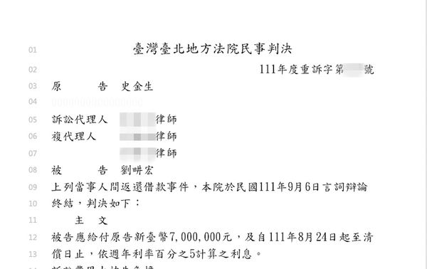 劉畊宏債留台灣／劉畊宏向股市大亨借700萬拖9年不還挨告　經紀人回應了