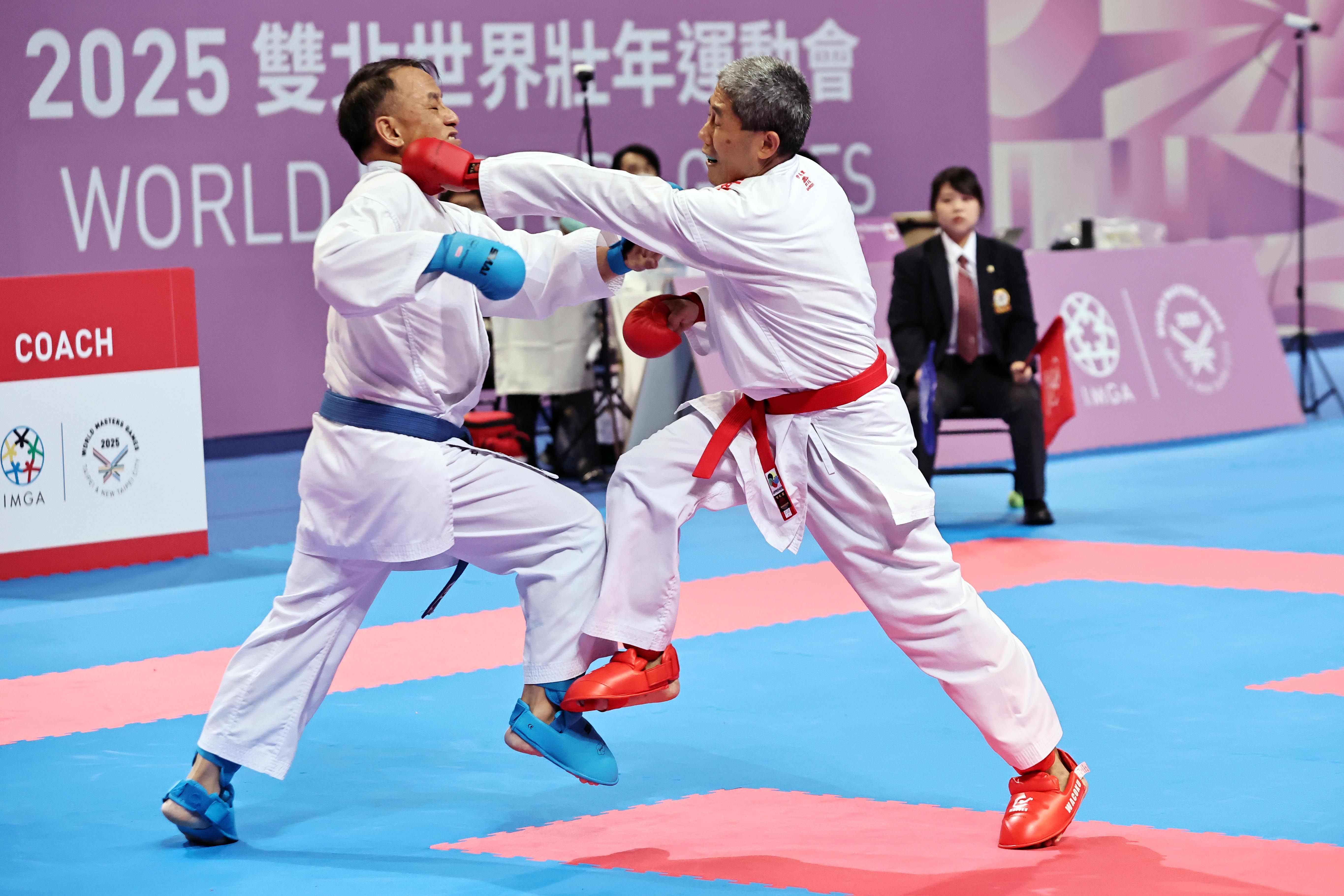 ▲▼「空手道小清新」文姿云在世壯運化身教練，陪恩師趙志才完成參加國際賽的夢想。（圖／2025雙北世壯運執委會提供）