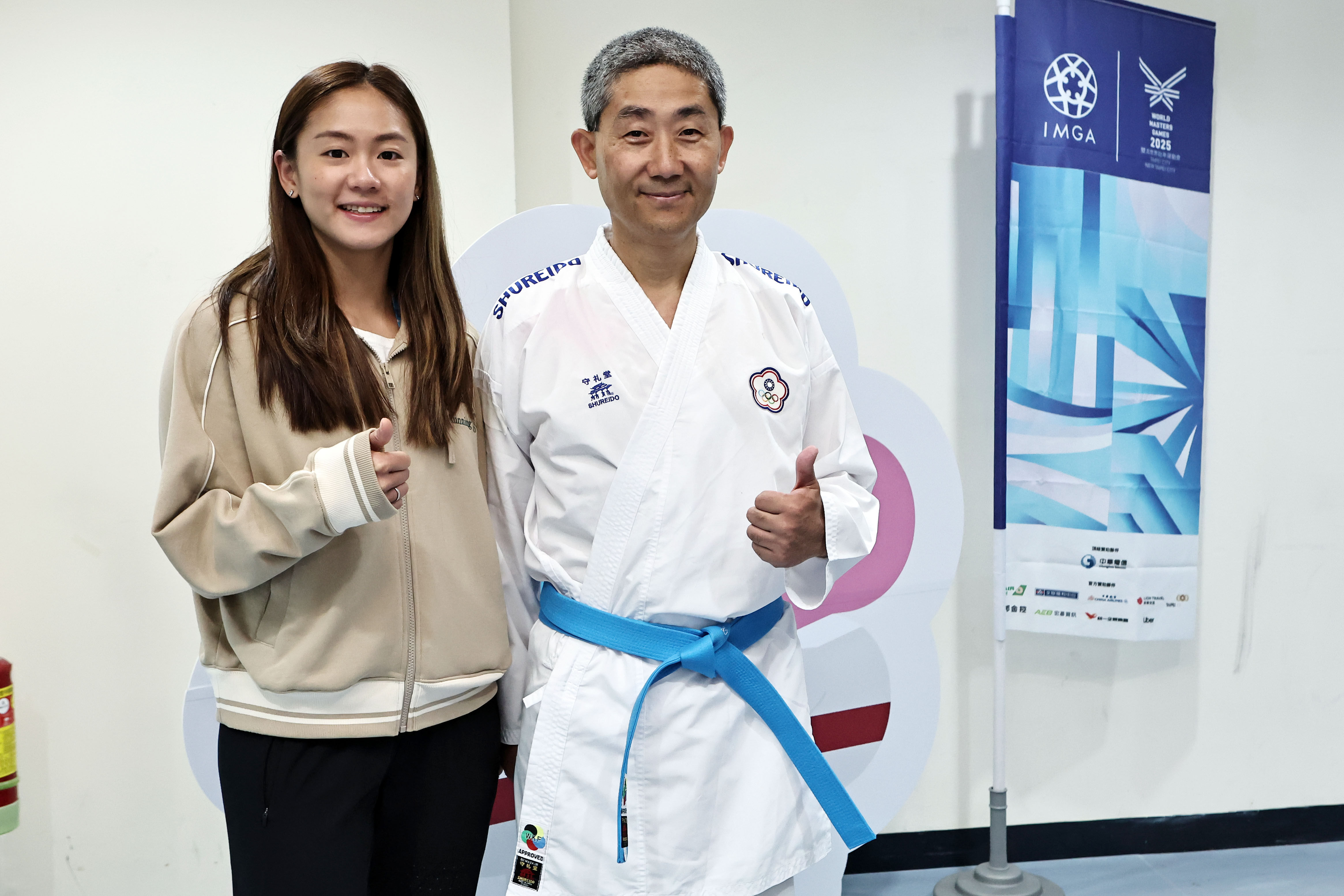 ▲▼「空手道小清新」文姿云在世壯運化身教練，陪恩師趙志才完成參加國際賽的夢想。（圖／2025雙北世壯運執委會提供）