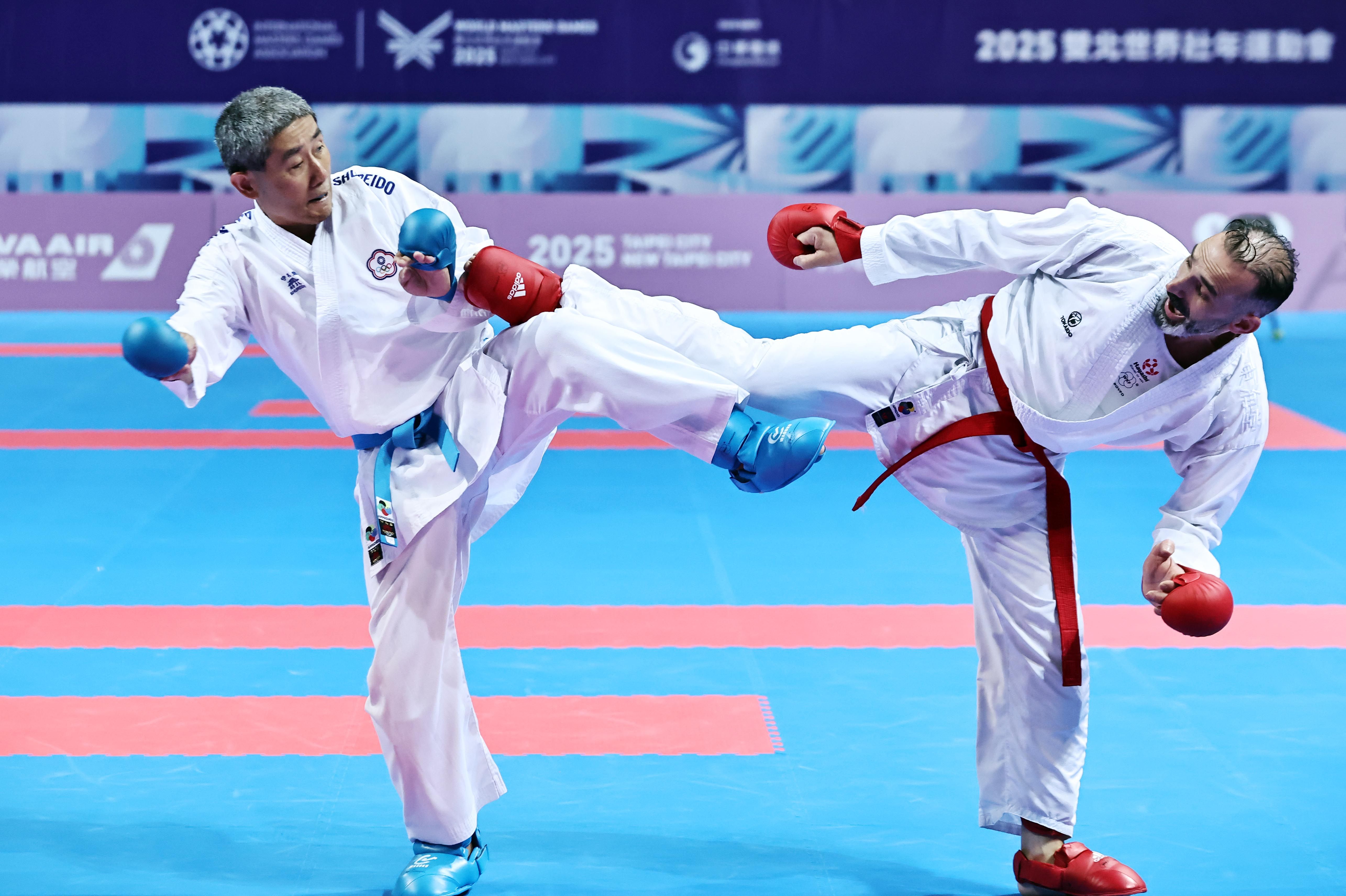 ▲▼「空手道小清新」文姿云在世壯運化身教練，陪恩師趙志才完成參加國際賽的夢想。（圖／2025雙北世壯運執委會提供）