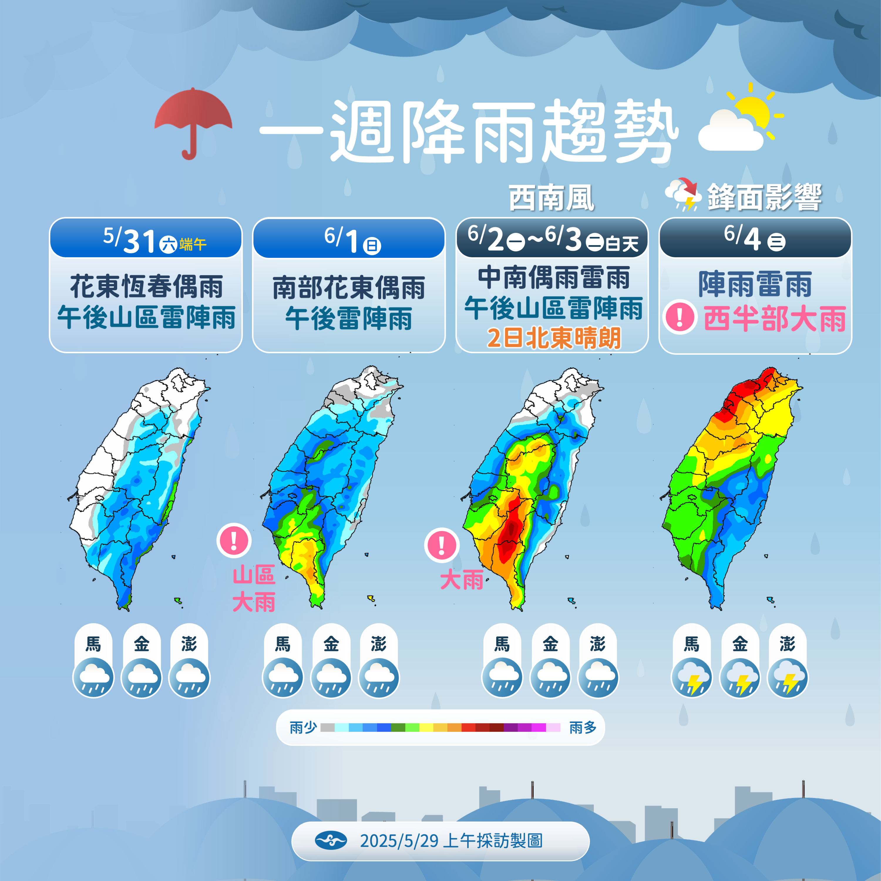 ▲▼未來一周天氣趨勢。（圖／氣象署提供）