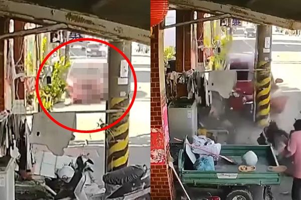 驚悚瞬間曝！屏東女騎士莫名挨撞…噴進騎樓慘死　民眾目睹頻慘叫