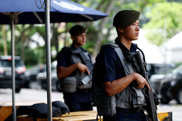 ▲第22屆香格里拉對話會場外的維安部隊。（圖／CFP）