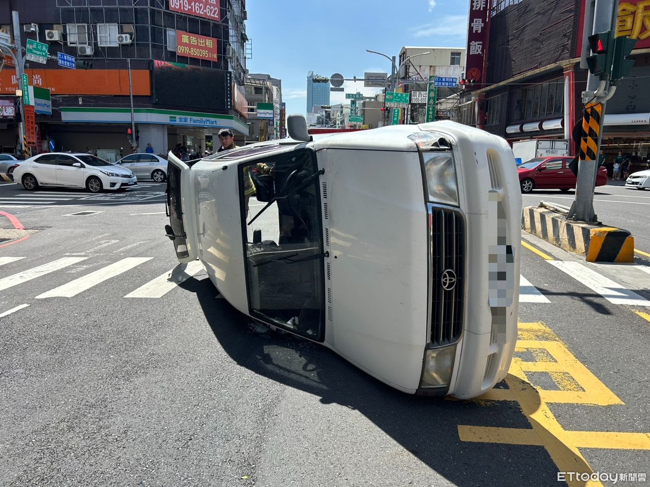 快訊／台南車禍！　小客車失控「90度側翻」躺路中